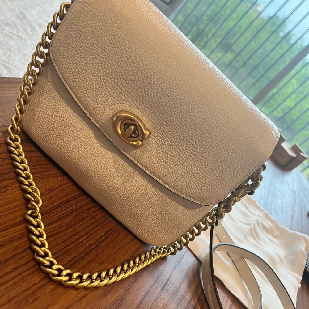 Coach leather crossbody bag - white /gold chain